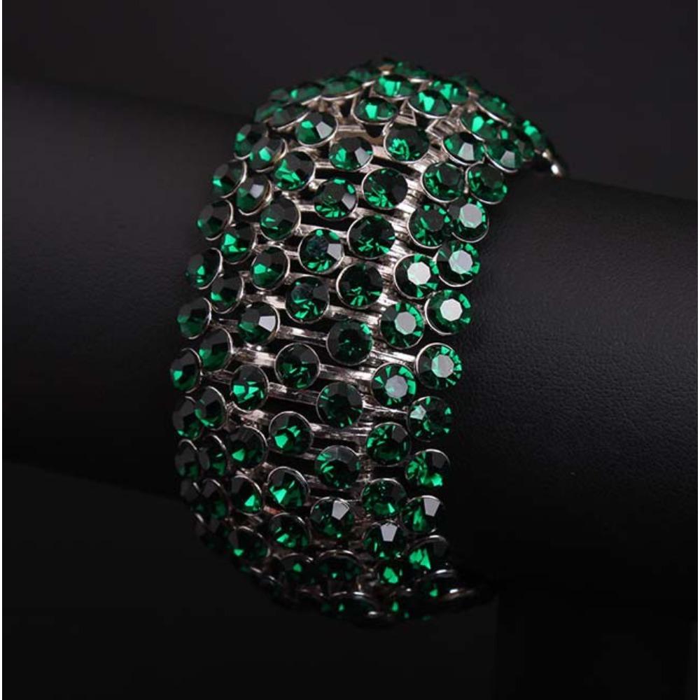 European and American Exaggeration, Super Flash Full Diamond Metal Elastic Wide Bracelet Bracelet Female Big-name Jewelry