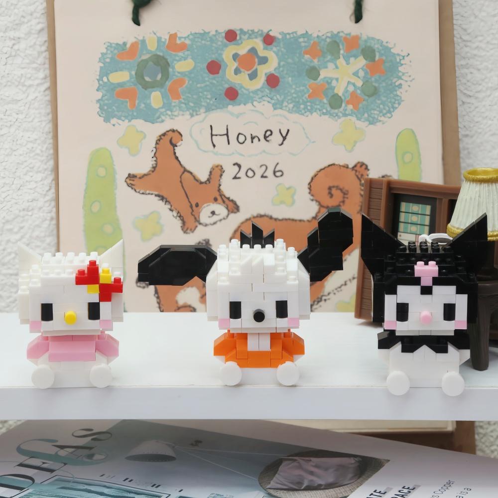 99 style Hello Kitty Building Blocks Cartoon Figures Kuromi Bricks My Melody Children's Assembly Toys Cinnamoroll Gift