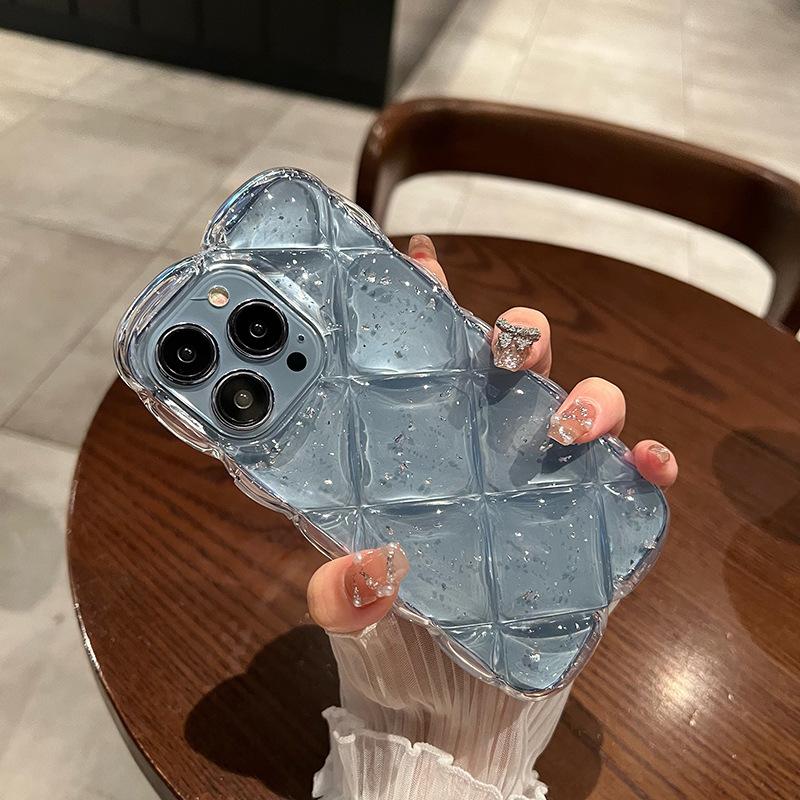 

Suitable For IPhone 16 Phone Case 14 New 13 Pro Grid 15 Transparent 12 Female Stereo Silicone 16 Pro Apple 13 Pro безодня