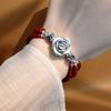 Pure Silver 999 Rose Multi-layer Bracelet Heavy Industry Three-dimensional Double-sided Flower Bloom Wealth Bracelet