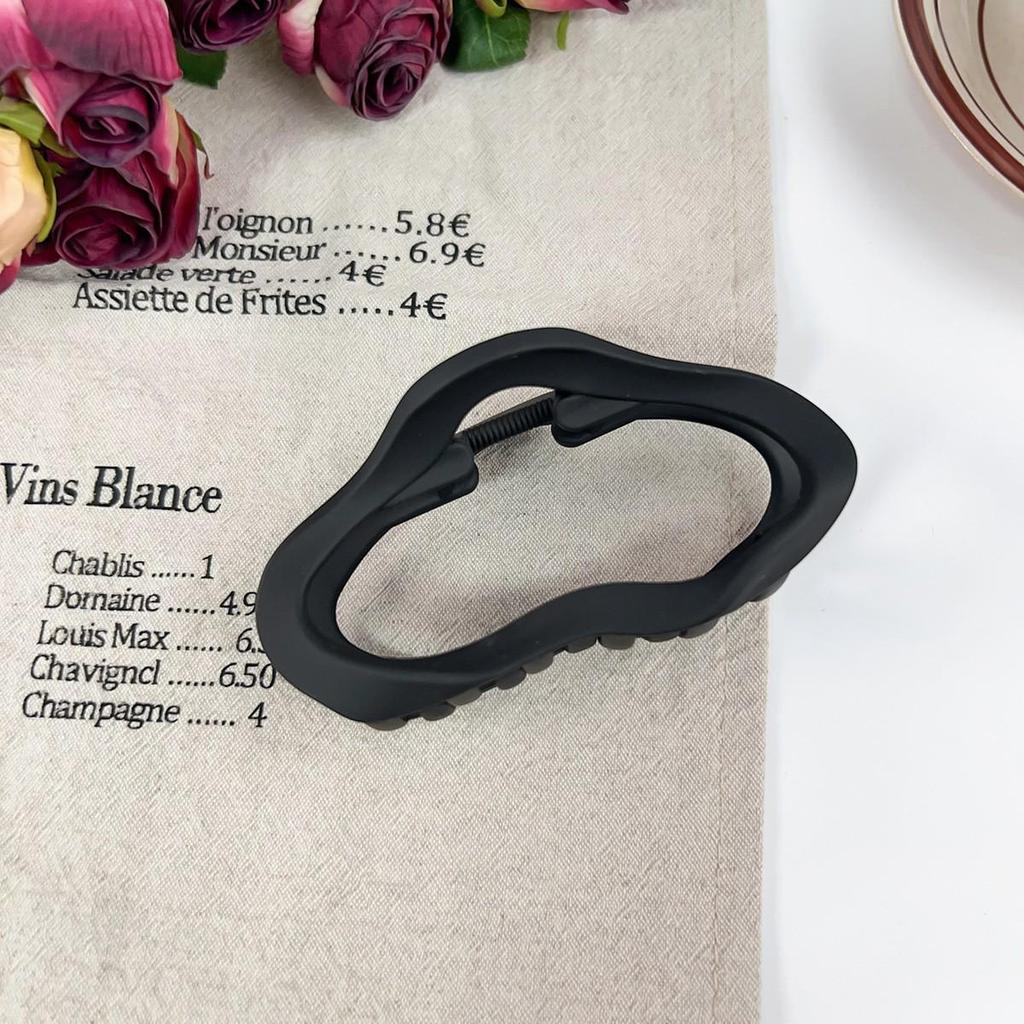 Milk Tea Color Large Hair Claw - Korean Style Fashionable Hollow Out Shark Clip for Women's Updos