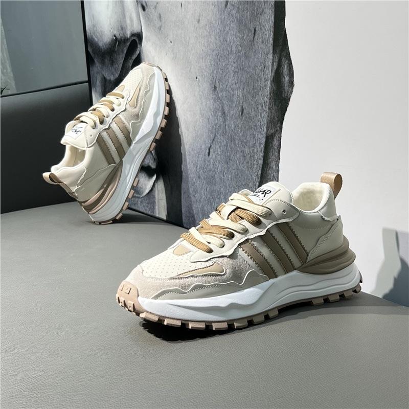 Autumn Leather Dad Shoes Platform Waffle Sports and Leisure Shoes Bc
