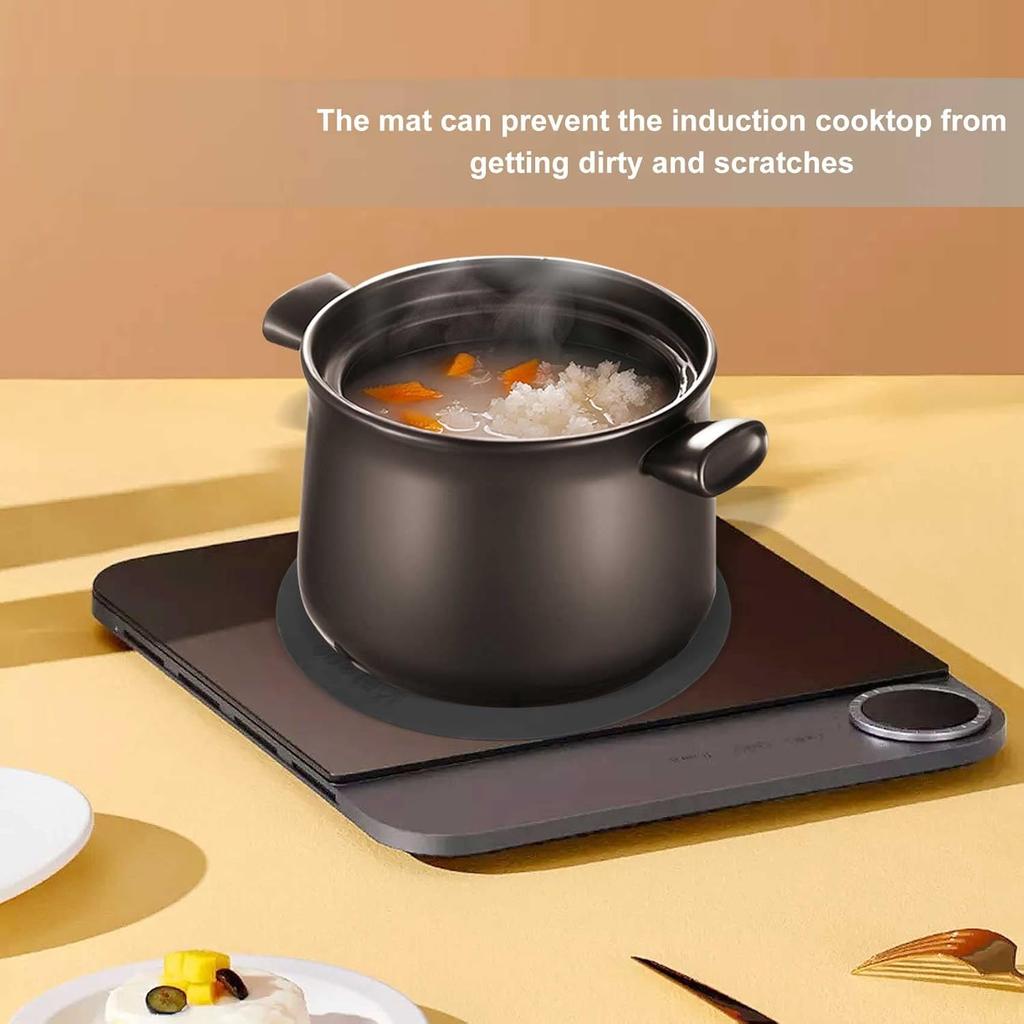 Sreuyong 5 Pack Silicone Induction Cooker Protector Mats  Heat Resistant Non Slip Scratch Guard Pads  Black  22cm Diameter