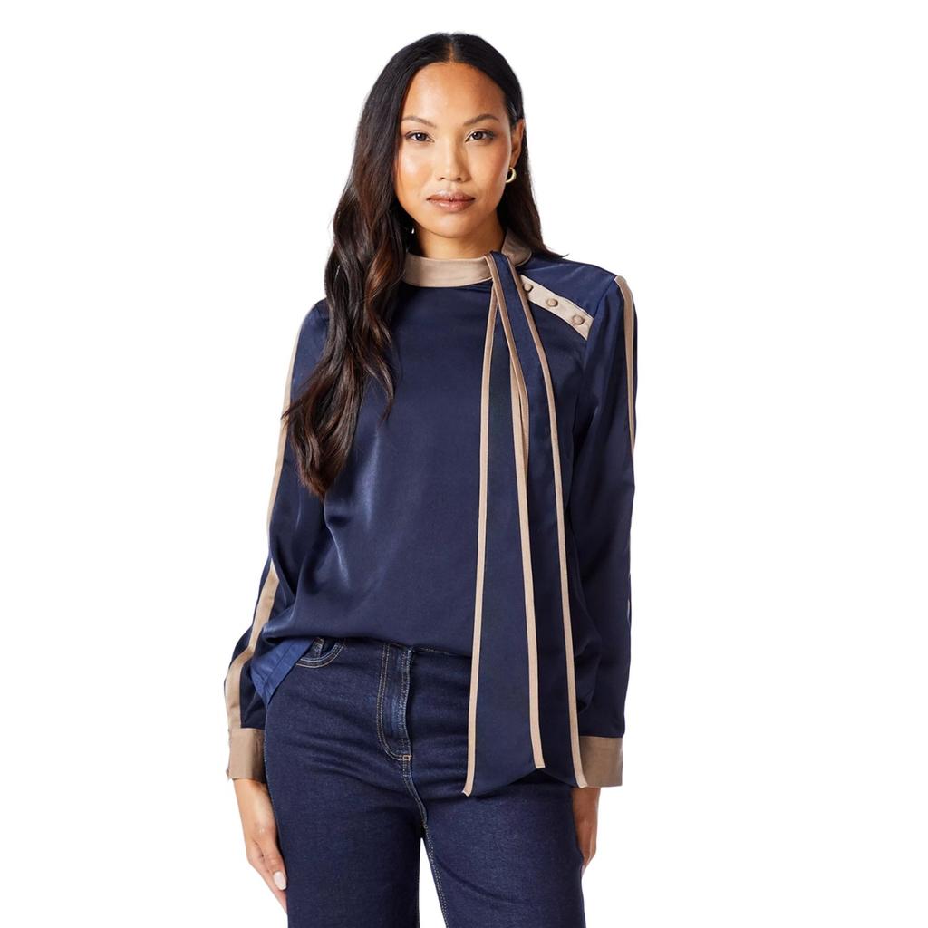 Principles Womens/Ladies Contrast Detail Satin Side Tie Neck Top