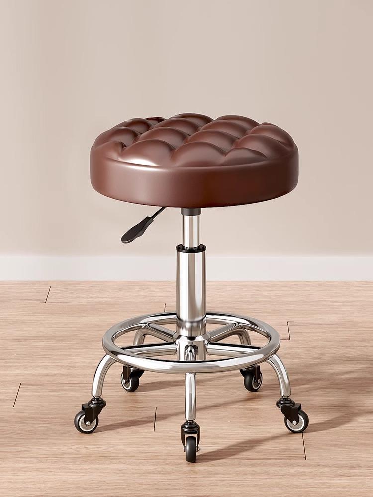 Modern Minimalist Beauty Stool, Adjustable Mobile Hairdressing Chair, Comfortable Cushioned Backrest Seat, Salon Barber Stool