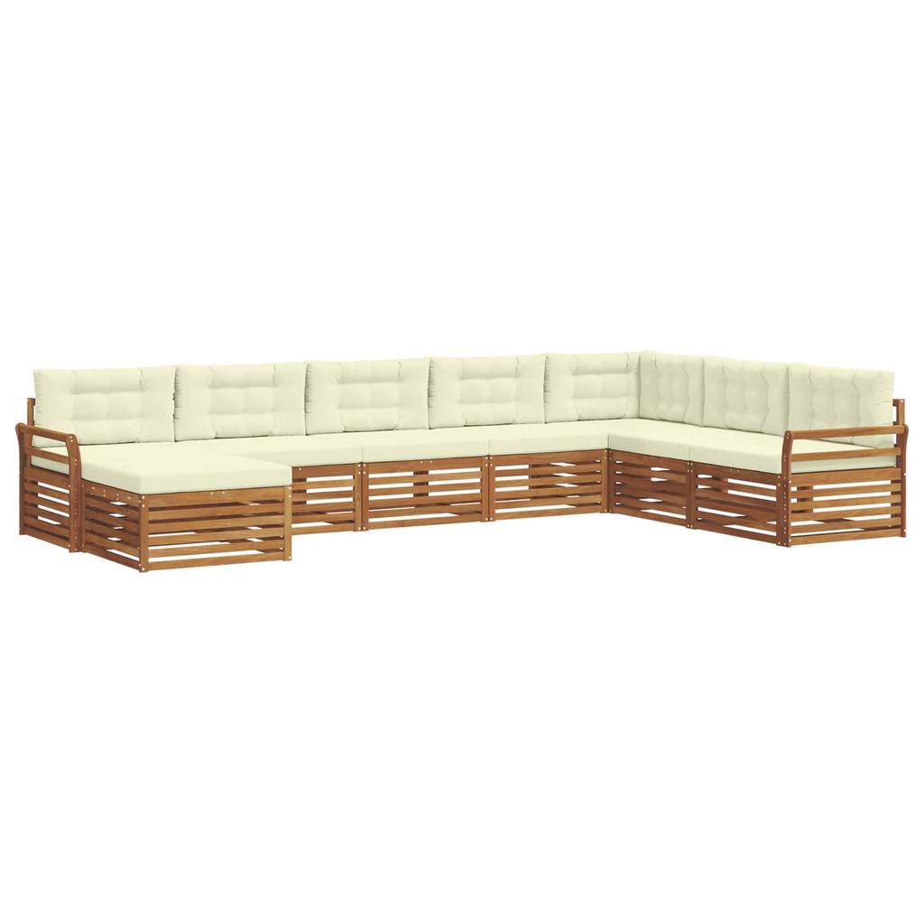 Outdoor Sofa Set with Cushions 8 pcs Natural and Cream