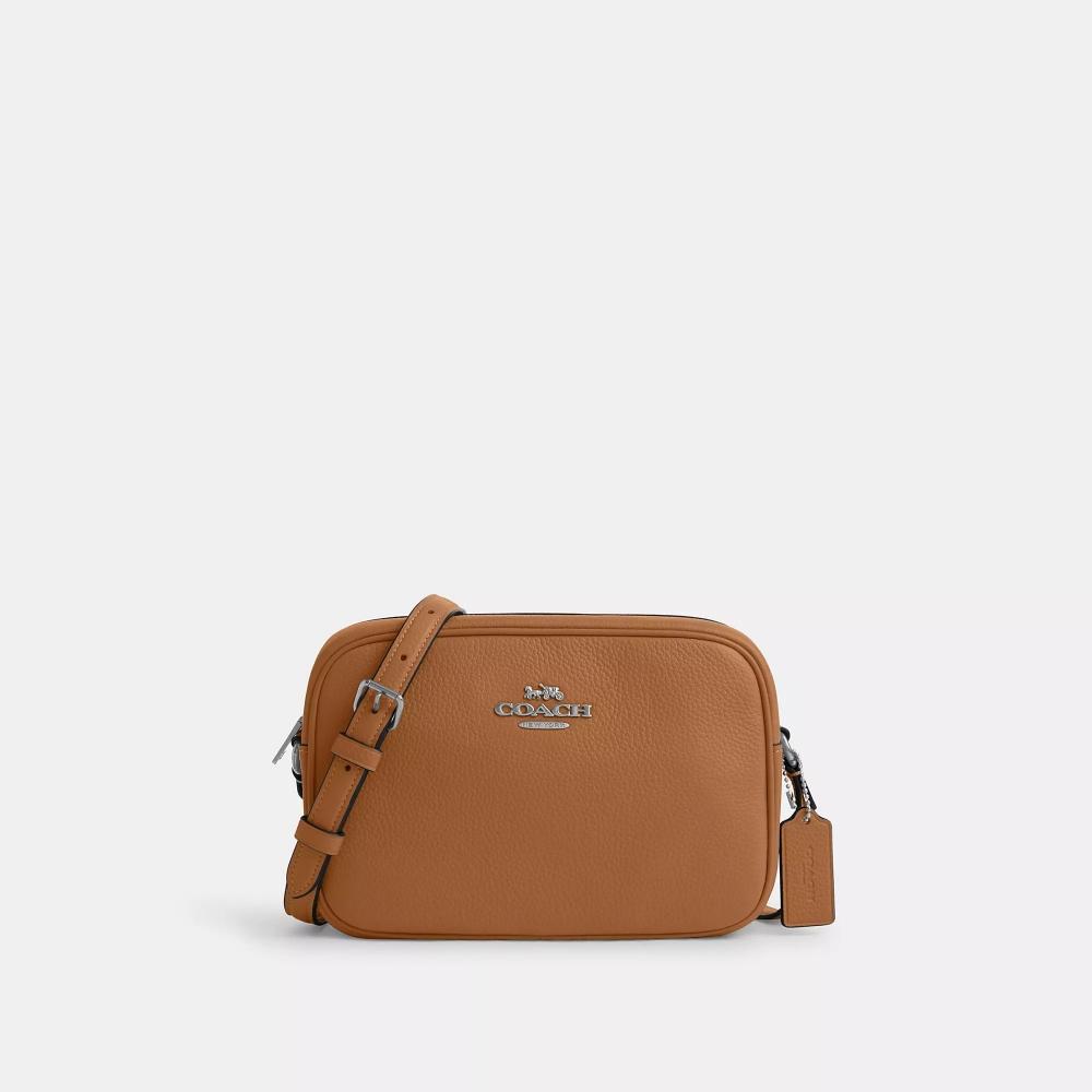 

Сумка Coach Jamie Camera Bag серебристого цвета с легким седлом