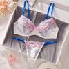 Damenwäsche Süßes Floral Besticktes Wäscheset Bügel Push-Up BH Slips Sets Elegante Netzunterwäsche Weich Intim