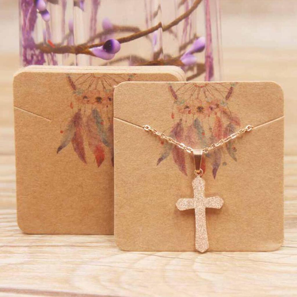 100pcs Jewerly Tag Square Stud Display Packing Card for Gift Label A