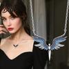 Fine Workmanship Necklace Women Rhinestones Angle Wing Shape Pendant Choker