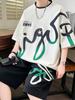 2025 Summer Men's Set, Korean fashion two-piece sportswear for men, trendy men's clothing, jogging set, T-shirt + shorts set, po