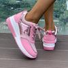 Fashion Thick Bottom Lace-up Round Head Color Matching Sneakers Fashion Non-slip Breathable Sports Casual Shoes Women's Shoes Size 36 43