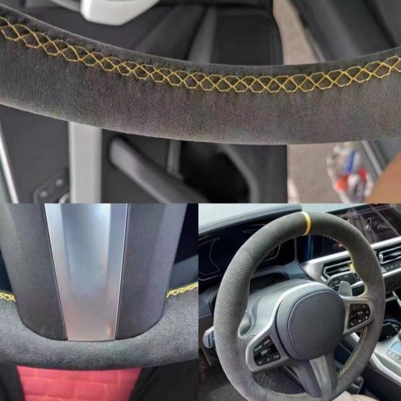 DIY Weiches Schwarzes Wildleder 1er Serie F20 F21 M135i M140i M235i M240i X1 F48 X2 F39 X3 F25 Auto Lenkradabdeckung Für BMW (M-Sport)