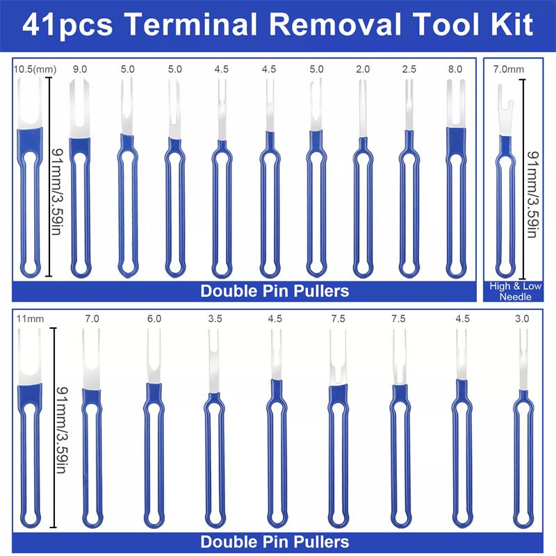 41 szt. Kompleksowy Zestaw Narzędzi do Wyjmowania Terminali Elektrycznych Samochodowych, Wyciągacz do Pinów Złącza, Narzędzie do Zwalniania i Wyciągania do Napraw Samochodowych
