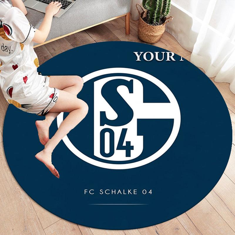 FC Schalke 04 Custom Name Round Area Rug,Carpet Rug for Living Room Bedroom Sofa Playroom Decor,Non-slip Floor Mat