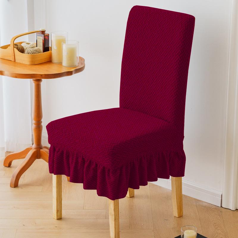 Jacquard Stretch Dining Chair Skirt Cover for All Seasons