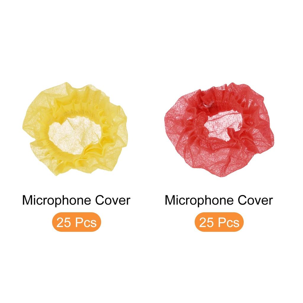 uxcell Disposable Microphone Covers, Windproof Covers, Non-woven Fabric, RedYellow, for Handheld Microphones, 50 Pieces