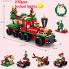 DIY 6in1 Lights Christmas Elk Deer Santa Claus Train Architecture Store Street View Xmas Tree Snow House Building Blocks Kit Toy
