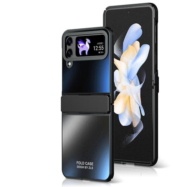 For Samsung Galaxy Z Flip 4  Case With Hinge Protection Frosted Plating Hard Plastic Shockproof Armor Cover