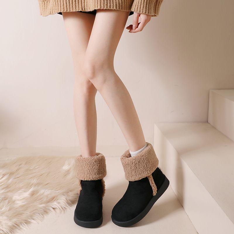Fashion warm non-slip velvet snow boots women's winter new medium tube thickened cold-proof boots children
