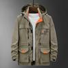 Men's Mid-Length Hooded Outdoor Jacket - Autumn/Winter, Plus Velvet, Multi-Pocket, Loose Fit