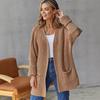 Plus Size Casual Knit Cardigan with Pockets - 2026 Loose Mid-Length Women’s Sweater
