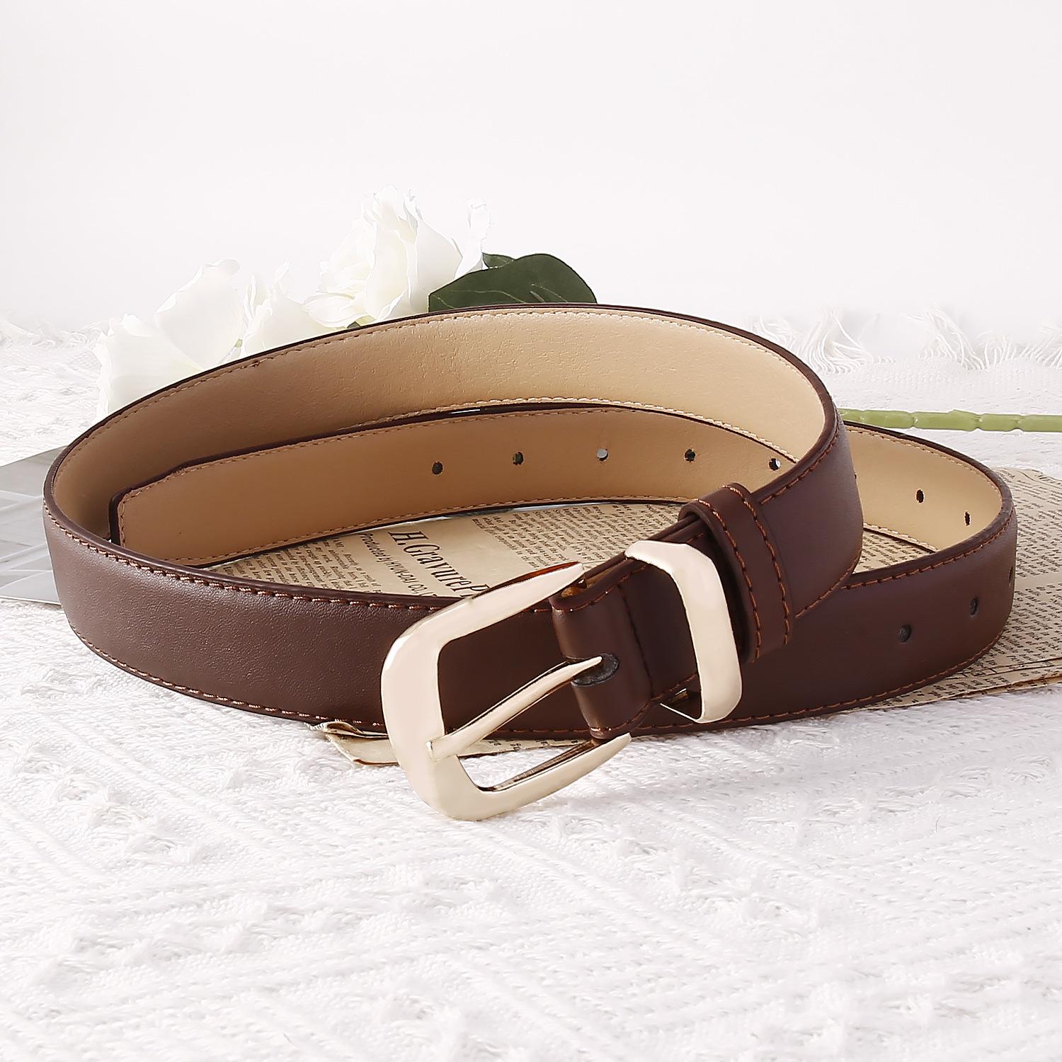 

Ремень женский декоративный из искусственной кожи с пряжкой-иглой тонкий ремень для брюк женский ремень женский one size fits all темно-коричневого