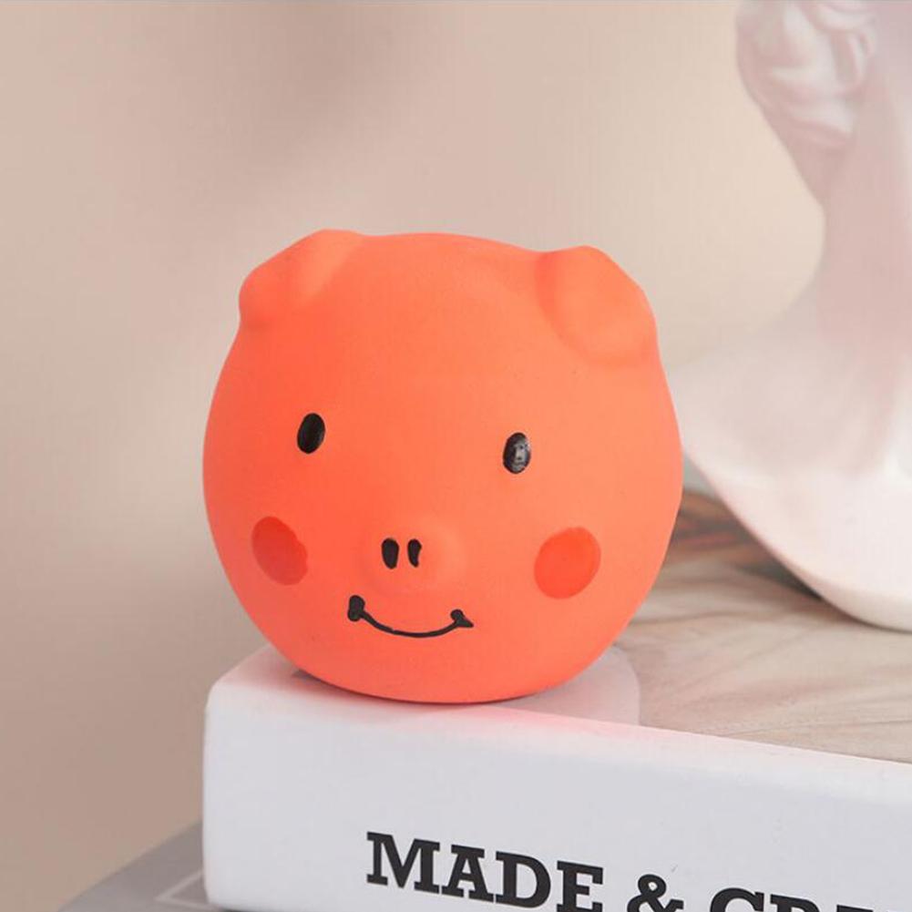 Latex Pet Sounding Ball Toy Colorful Cute Cartoon Pig-head Shape Bite-resistant Molar Tooth Cleaning Toys For Medium Large Dogs