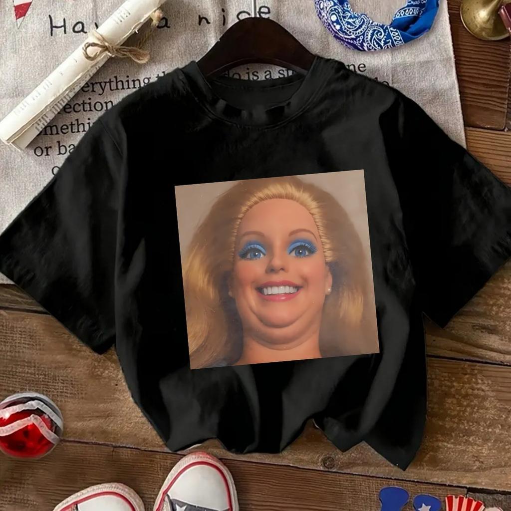 2026 Summer Retro Womens Funny Chubby Baby Face Print TShirt Unisex Cotton and Breathable Short Sleeve Oversized Loose Casual