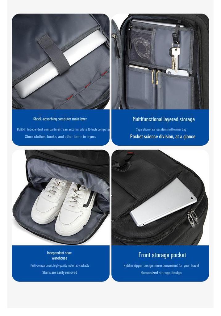 Sac à dos de voyage multifonctionnel pour homme, grande capacité pour les activités de plein air et de sport