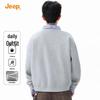 Jeep Men's Faux Two-Piece Shirt Collar Long Sleeve Sweatshirt
