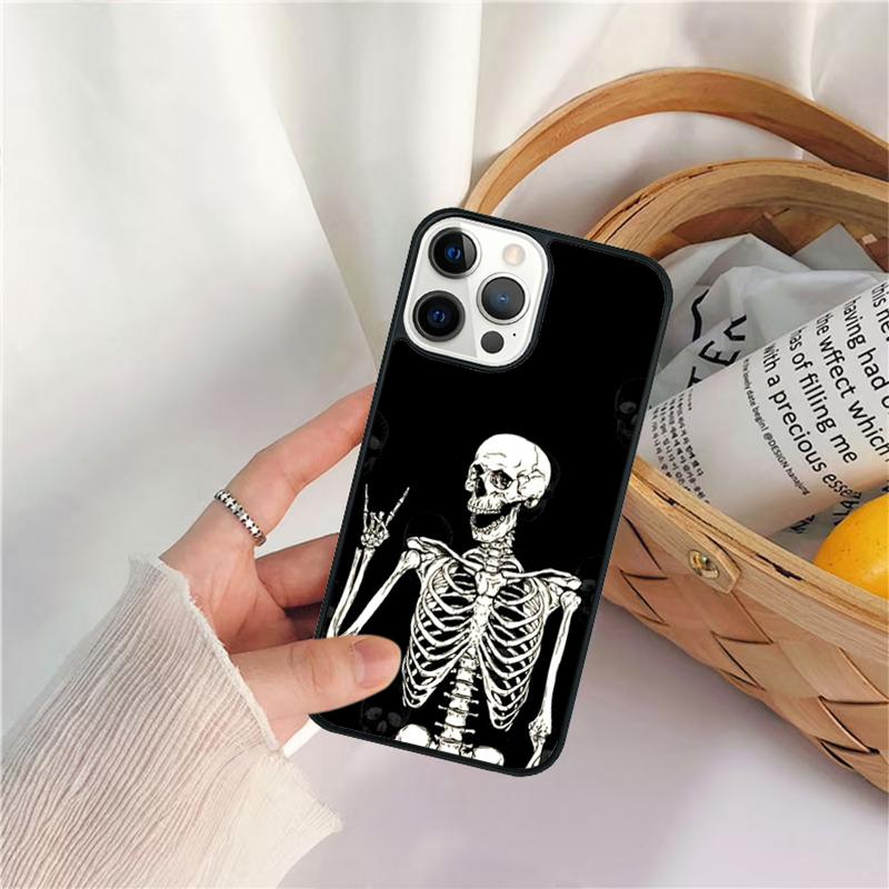Rock Roll Skull Phone Case For iPhone 17 Air 16 15 14 11 12 13 Pro  MAX Plus coque Cover Shell