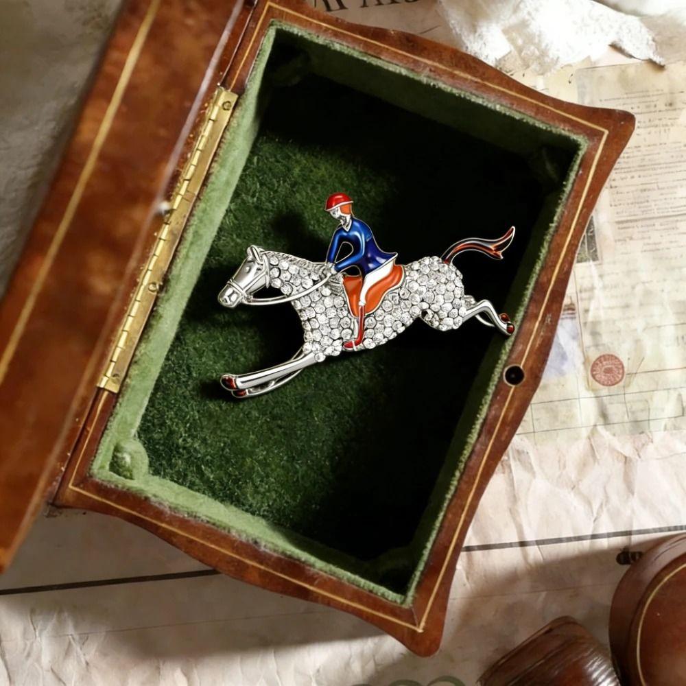 Baroque-Style Horse Rider Brooch Alloy Jewelry Accessories Elegant Lapel Decoration  Party