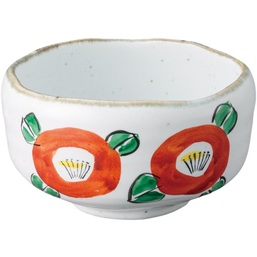 

Matcha Camellia Mino Made in Japan Ale-net Bowl, Hand-painted Two-Wheel Design, Ceramic, Ware,