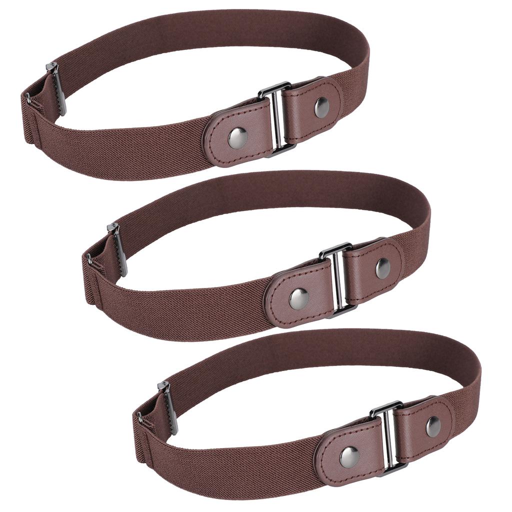 3 Set Elastic Belt Fashion Stretch with Buckle Clothing Accessories for Woman ManBrown