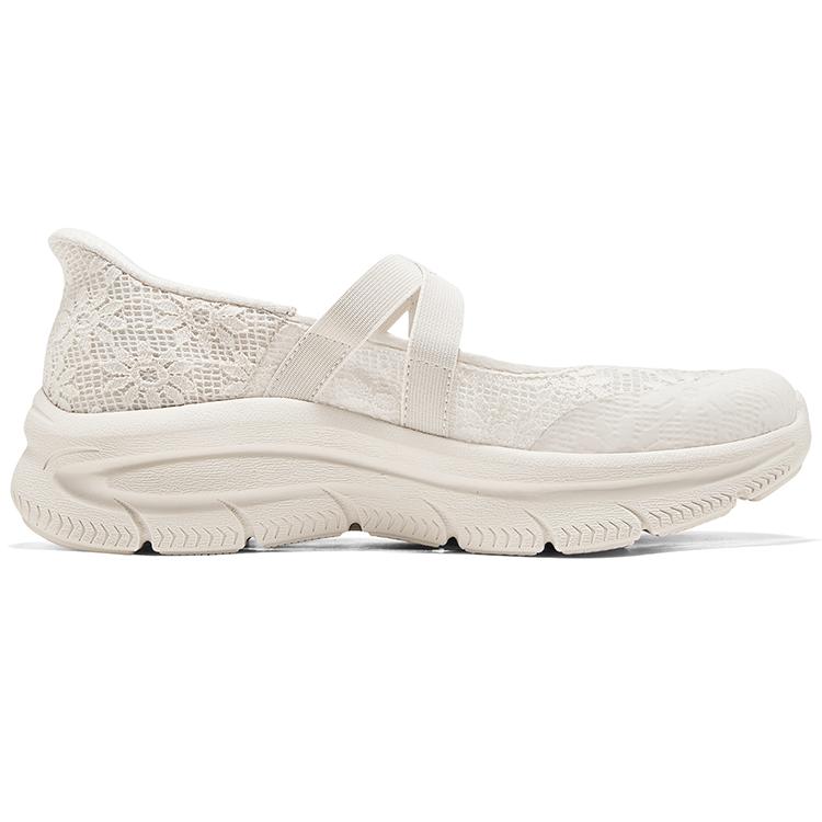 Skechers Modern DLux Slip-On Shoes Soft Comfortable Breathable Ballet Flats Platform Mary Jane Women Sneaker White 159286-OFWT