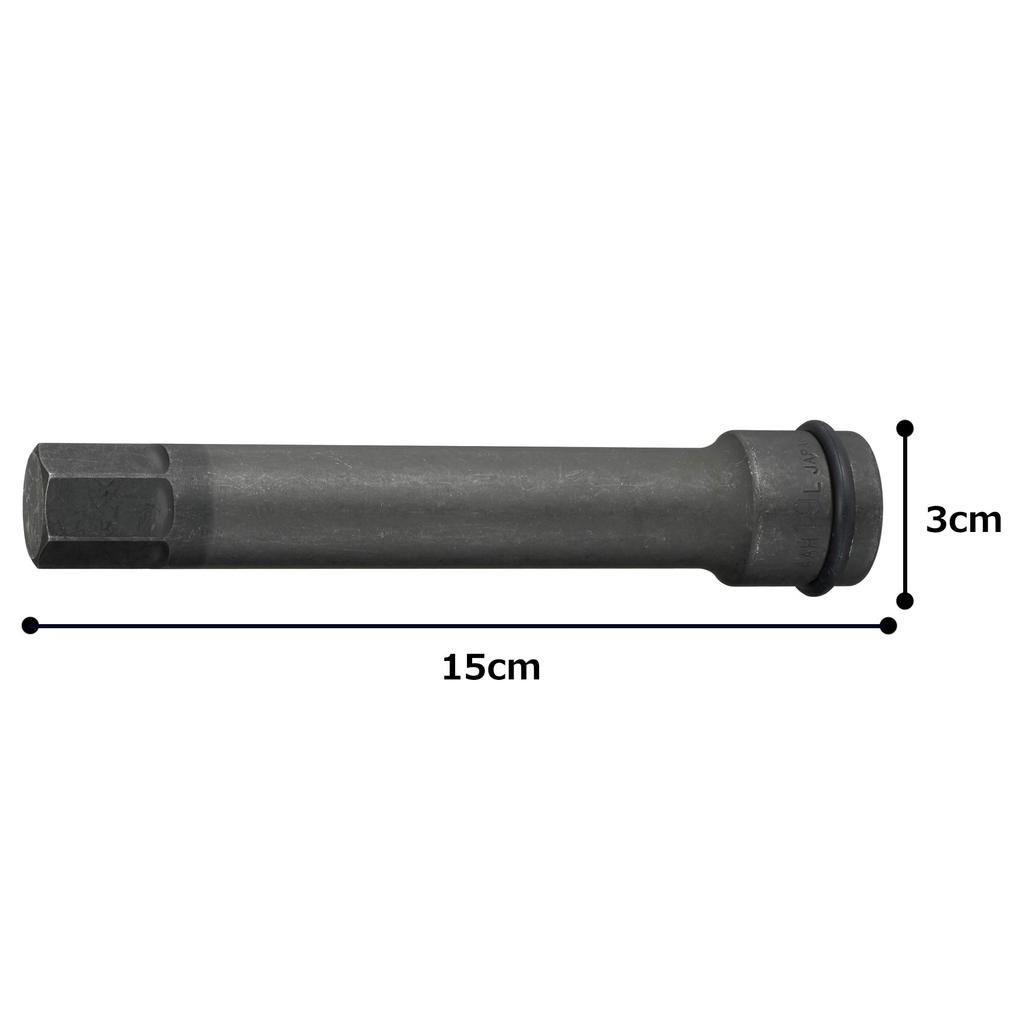 TONE Long Hexagonal Impact 19mm Width Socket, 4AH-19L, 12.7mm (1/2") Drive,