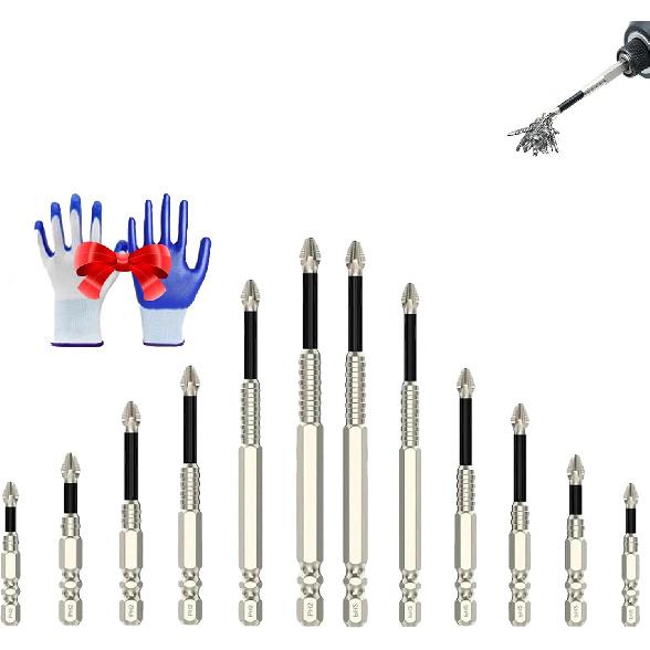Slideach Magnetic Screwdriver Bits, High Magnetic Screwdriver Drill Bit Set, Anti-Slip Electric Screwdriver Set, Electric Precision Set, 50 65 75 100