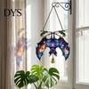 Halloween Window Decor 2D Acrylic Decoration with Chain, Bell, Stained Glass Ghost Bat Festive Wall Hanging Pumpkin Suncatcher Decor, Ornament