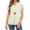 Women's Fashion V,Neck Short Sleeve Overalls With Pockets Valentine's Day Printed Tops Clothes
