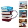 3D Colored Book Glass Cup Novelty Book Stack Coffee Mug Decorative Creative Coffee Cup for Literature Lovers