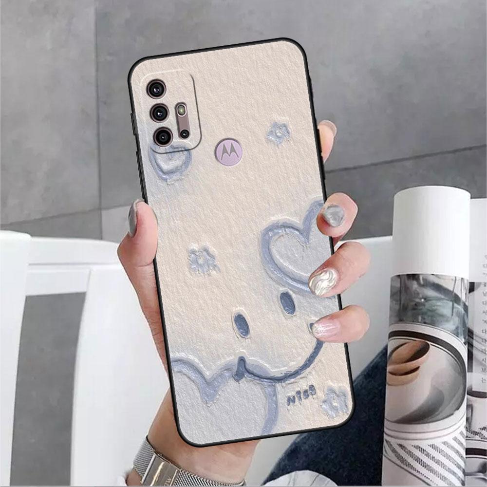 Case For Motorola G30 G60 G22 G9 Play G82 G52 G8 G9 G50 One Fusion Edge 20 Black Soft Phone Capas Flower Cute