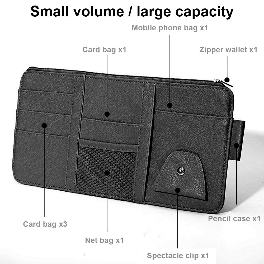 Lovesole Sun Visor Pocket, Car, PU Leather, Car Storage Bag, Multi-functional Pocket, Storage Holder,