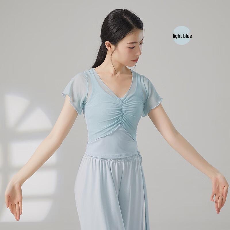 Junshi Women s Short Sleeve Dance Practice Top Set