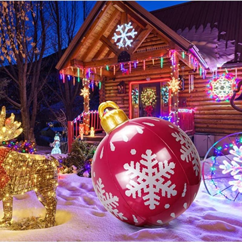 Festive Inflatable Christmas Ball Large Outdoor Holiday Decoration Blow Up Durable Lightweight Ornament for Christmas Party Yard