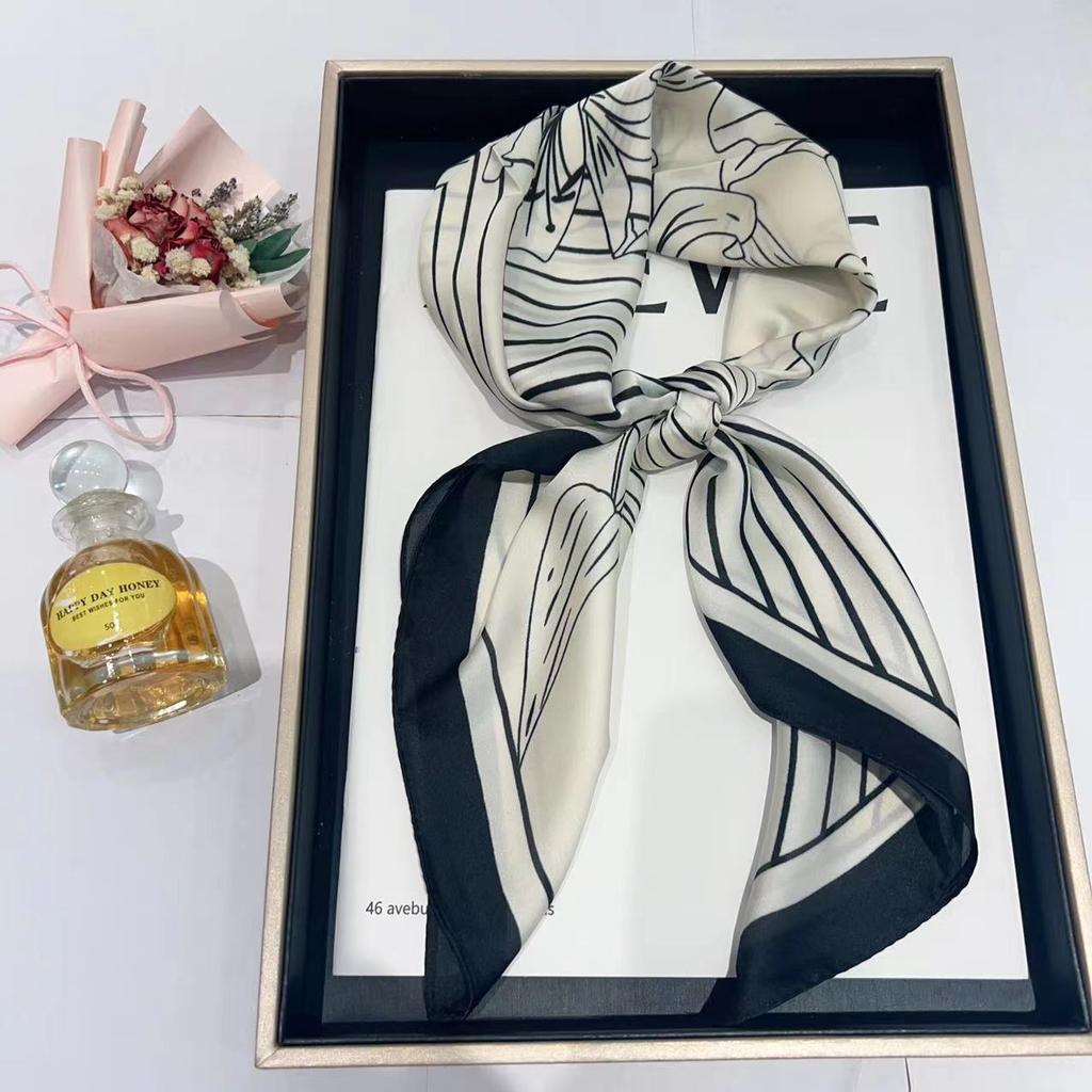 Hedvábný šátek pro ženy, módní všestranný, vysoký smysl, 70 čtverečních stop, ochrana krku, šátek, retro šátek, taška