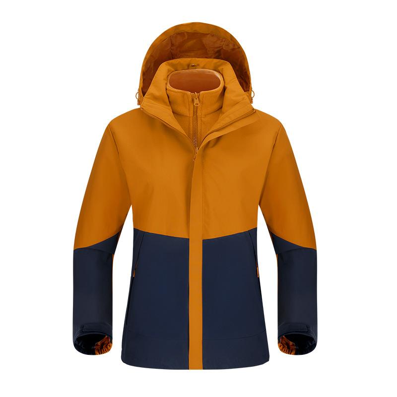 Silver Fox Velvet Liner Three-in-one Jacket for Men and Women Outdoor Windproof Waterproof Camping Warm Two-piece Jacket