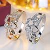 Romantic Hollow Heart Cubic Zirconia Rings for Women Luxury Gold Color Engagement Ring Bride Wedding Jewelry