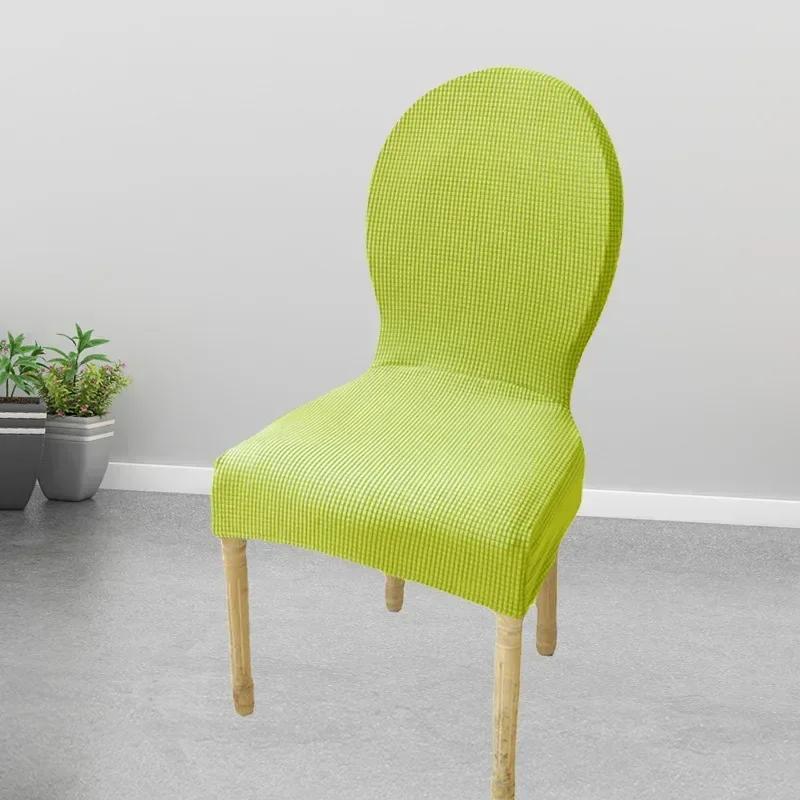 Retro Home Round Back Seat Chair Cover Polar Fleece Slipcovers Protector Case Chair Cover For Room Kitchen Hotel Banquet Cover