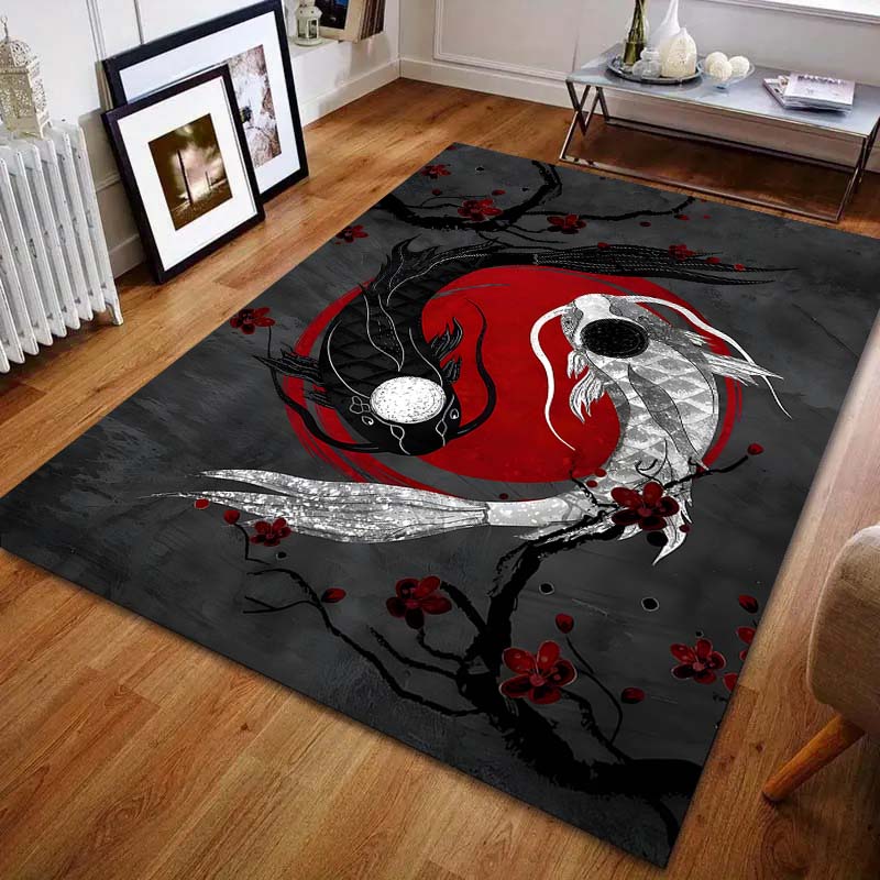 Pisces Yin Yang Art Print Carpet for Living Room Bedroom Bedside Sofa Floor Mat Modern Home Decor Area Rug Large Size